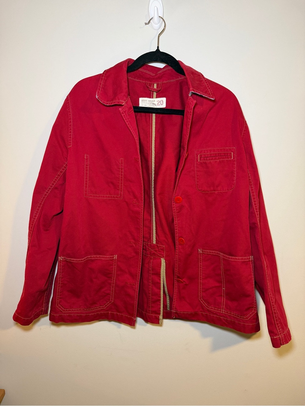 Eddie Bauer Canvas Chore Jacket Barn Coat Red Women's Size Tall L Workwear